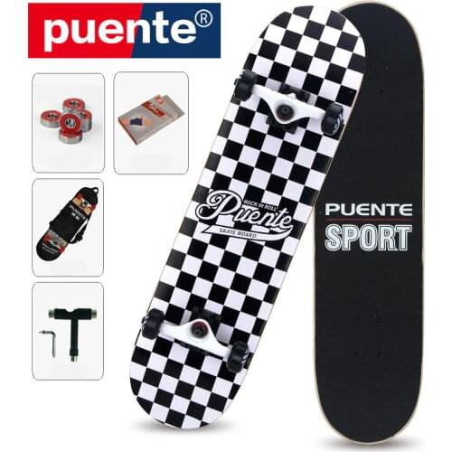 PUENTE Adult Four-Wheel ABEC - 9 Double Snubby Maple Skateboard Thermal Transfer Printing Pattern Skate Board Maple Long Board