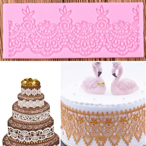 Flower Pattern Lace Cake Border Silicone Molds Wedding Fondant Cake Decorating Tools Candy Clay Chocolate Gumpaste Moulds
