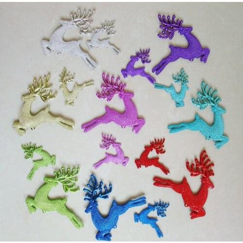 4Pcs/Set 10cm 6cm Deepblue Christmas Tree Ornament Hanging Party Pendant New Year Plastic Deer Crafts Decorations for Home