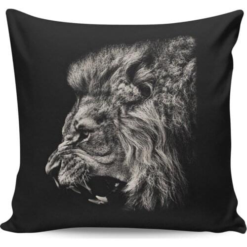 Roaring Lion Black Pillow Case Print Decorative Pillow Cover Throw Cushion Cover Home Textiles Bed Pillowcase