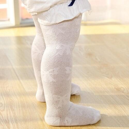 Baby Tights Spring Summer Mesh Thin Infant Pantyhose Kids Girls Princess Tights Cute Bow Children Stockings White Cotton Hosiery