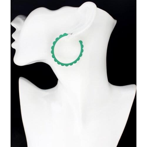 European And American Jewelry Girls Alloy Geometry Round Decorate Personality Simple Corrugated Curved C-word Female Earrings