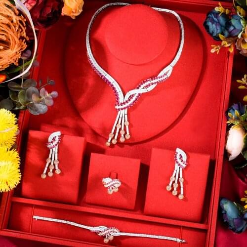 KellyBola Jewelry High-quality Luxury Noble Zirconia Irregular Pendant Set Female Bride Wedding Banquet Jewelry Accessories