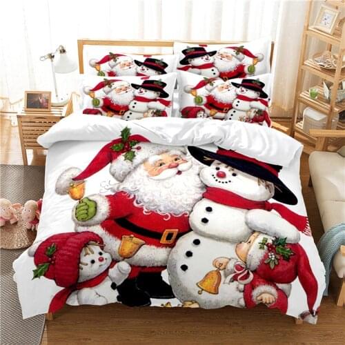 Print Christmas Snowman Bedding Set Cotton Bed Linen Bedclothes Bed Set 220x240 Hot Luxury Bedding Sets Double Single