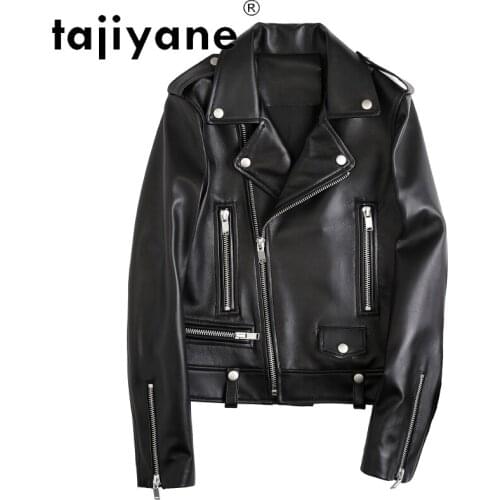 Tajiyane Women Real Sheepskin Jacket Woman Slim Short Coat Genuine Leather Spring Clothes Womens Biker Jackets Jaqueta HLY17