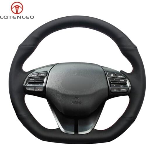 LQTENLEO Black PU Artificial Leather Car Steering Wheel Cover For Hyundai Elantra 4 2016 2017 2018 2019 Ioniq 2017-2019