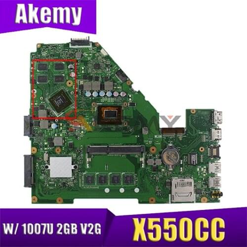 AKEMY X550CC Mainboard For ASUS X550CL X550VB X552C A550C A550V Laptop Motherboard Mainboard W/ 1007U 2GB-ARM 2GB GPU