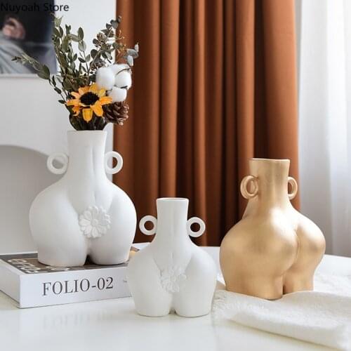 Nordic Body Art Vase Living Room Dried Flowers Ceramic Vase Abstract Crafts Decoration Light Luxury Home Decoration Accessories