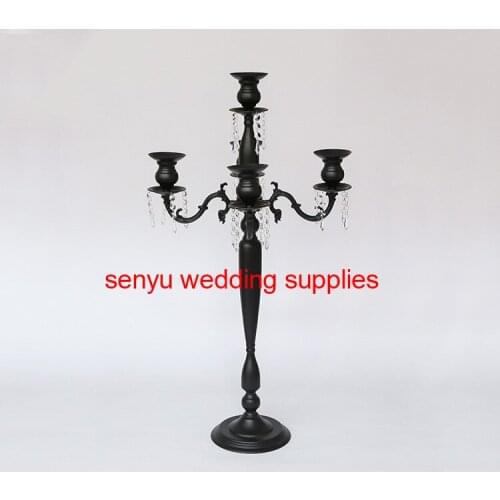 New style best selling black mental 5 arms candelabra for wedding centerpiece senyu98