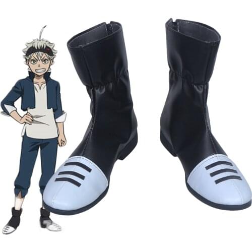 Emperor Asta Shoes Cosplay Black Clover Asta Yuno Cosplay Boots Black Shoes Custom Made Halloween Party Unisex Shoes