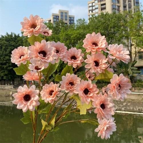ONE Fake Long Stem Autumn Chrysanthemum (9 Heads/Piece) 29.52" Length Simulation Daisy for Wedding Centerpiece