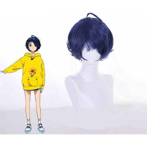 Ohto Ai Wig Anime WONDER EGG PRIORITY Protagonist Ohto Ai Wig Dark Blue Color Halloween Cosplay Props