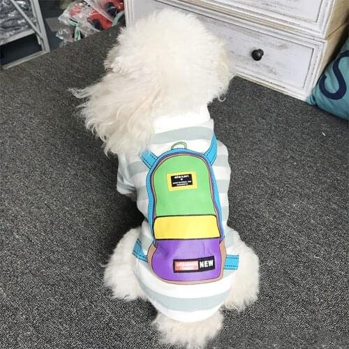 Autumn Cotton Pet Dog Clothes for Small Dogs Pets Clothing Chihuahua Striped Tshirt Poodle Costume Bag Print Apparel S-3XL