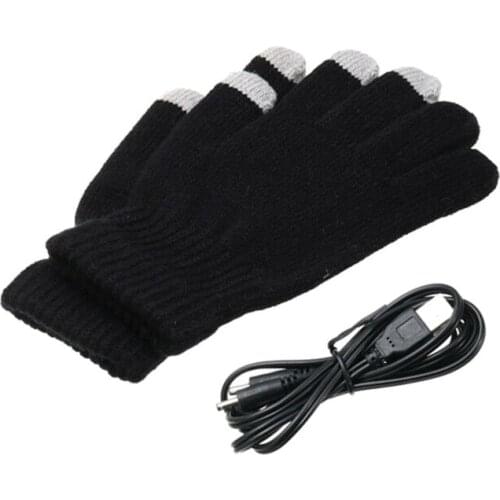Heating Gloves Winter Men Women Hand Warmer Heated Knitted Mittens 5V USB Skiing M56