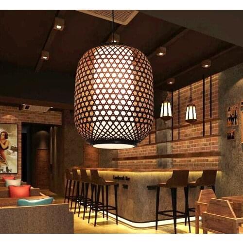 Chinese style hand knitting bamboo art pendant Light Coffee indoor E27 LED lantern lamp for porch&parlor&stairs&corridor LHDD036