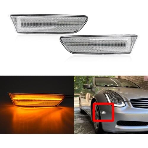 Euro Style Clear Lens For Infiniti V35 G35 Coupe 2D Nissan Skyline 2003-2007 Front Amber Led Fender Side Marker Lights