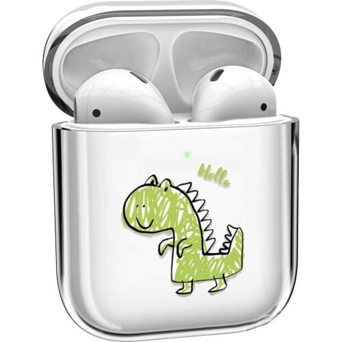 Transparent Luxury Soft Silicone Earphone Cases For Airpods 1/2 Case Cute Dinosaur Cartoon Earphone Case For Apple Airpods Cover