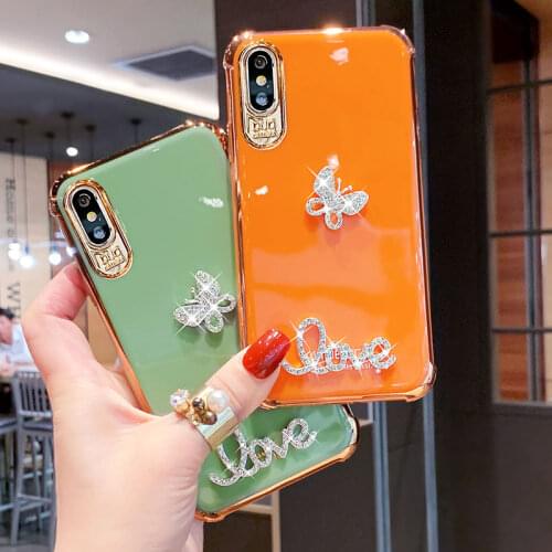 Luxurious Rhinestone butterfly Originality Phone Cases For iPhone 12 mini 11 Pro X XR XS Max Cover For iPhone 7 P 8 Plus SE2020