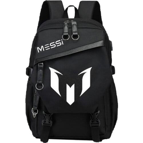 Messi Backpacks Boys School Bags for Teenagers Luminous USB Charge Large Capacity Nylon Black Student Bag High Schoolbag