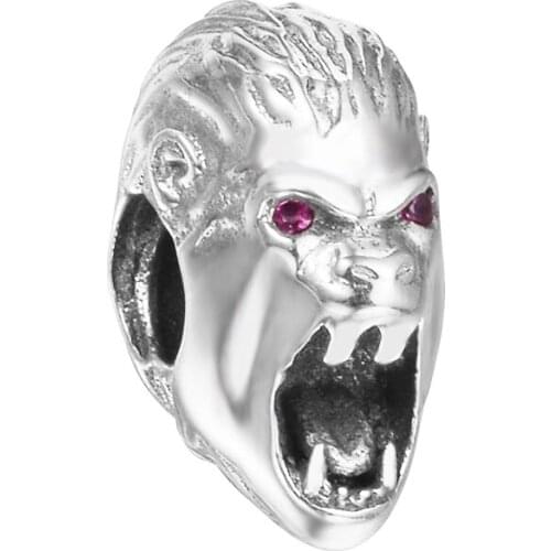 DIY Fits for Pandora Charms Bracelets Orang Head Beads 100% 925 Sterling-Silver-Jewelry Free Shipping