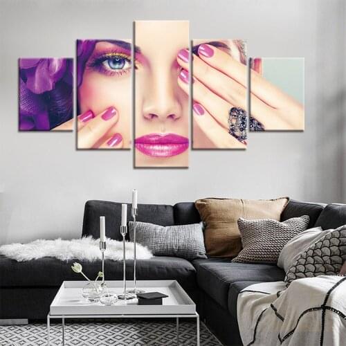 Modern Painting Canvas 5 Panels Makeup Nail Art Canvas Print Modular Picture for Wall Art Living Room Home Decor