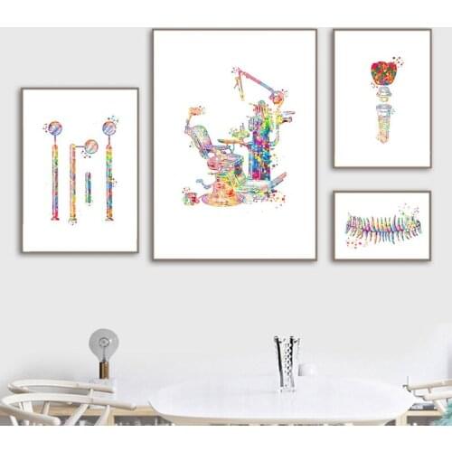 Dental Equipment Poster Teeth Anatomy Canvas Painting Dentist Gift Picture Medical Wall Art Print Clinic Wall Decor