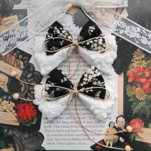 Dark Lolita Imported Super Beautiful Bathrobe High Quality Delicate Japanese Black Linglan Bow Barrettes Hair