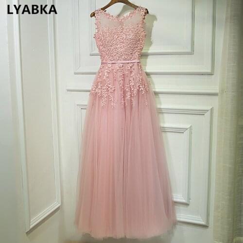 Sexy Evening Dress Robe De Soiree 2019 High Quality Tulle With Applique Beads Evening Dresses A-line Real Photo Vestido De Festa