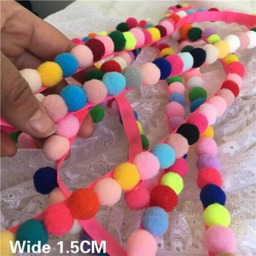 1.5CM Wide Colorful Plush Lace Applique Guipure Pompom Trim Collar Neckline Decor Handmade Sewing DIY Headwear Clothing Supplies