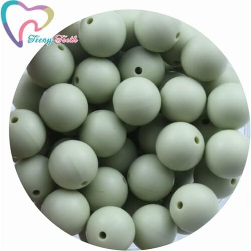 Teeny Teeth 100 PCS Sage Green/Lint 9-19 MM Silicone Loose Beads Food Grade Teething Accessories DIY Nursing Jewelry Round Beads