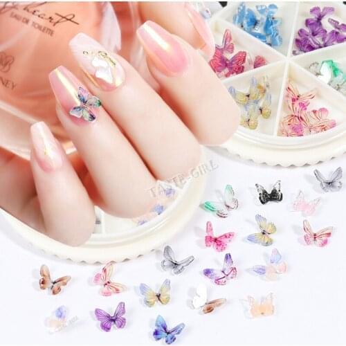 20PCS Nail Glitter 3D Beautiful Various Butterfly Acrylic Nail Art Rhinestone Manicure Decals DIY Tips 18 Styles Available