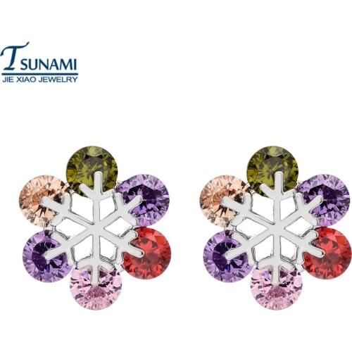 2018 Fashion Girl high quality snow color zircon earrings Wedding zircon earrings for women Stud Earrings ER-125