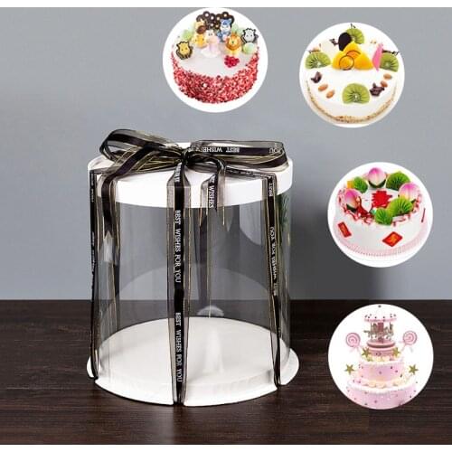 2019 New Round Cake Box Clear Cylinder Transparent Flower Gift Boxes Boutique Gift Display Dustproof Exhibition Storage Box