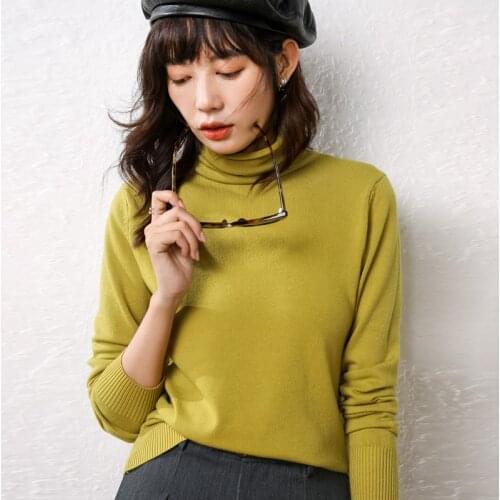 2020 Knitted Cashmere Wool Sweater Women Turtleneck Pullover Winter Autumn Long Sleeve Female Slim Tops Womens Pullovers