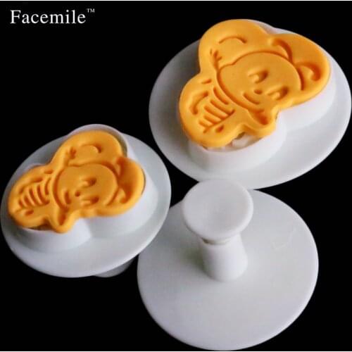 3Pcs/set Bee Cookie Biscuit Cutter Mold Stamp Cake Punger Fondant Cake Bread Decorating Mold Cookie Plunger Cutter Tool