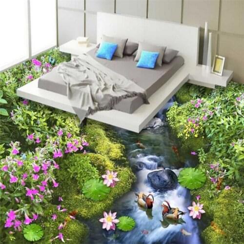 Beibehang Water Flower Custom papel de parede 3D Photo Wall paper for Living Room Bathroom Floor Self adhesive Mural Wallpaper