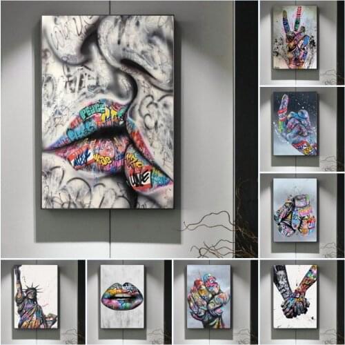 5D DIY Diamond Painting Street Graffiti Art Lover Kissing Abstract Cross Stitch Kits Diamond Embroidery Mosaic Home Decor Art