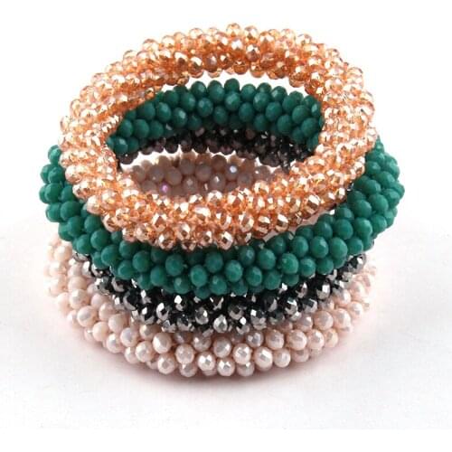 Fashion Jewelry Bracelet Beautiful 3mm Glass Crystal Bracelets & Bangles 6pc different color/lot