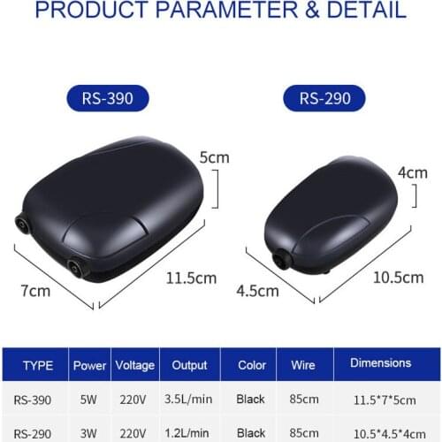 Aquarium air pump 220v 3w 5w quiet RS290 RS390 oxygenation pump single and double head oxygen for aquarium fish tank accessories