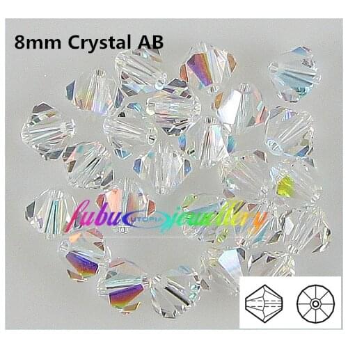 Free Shipping! 144pcs/Lot, AAA Chinese Top Quality 8mm Crystal AB Crystal Bicone Beads