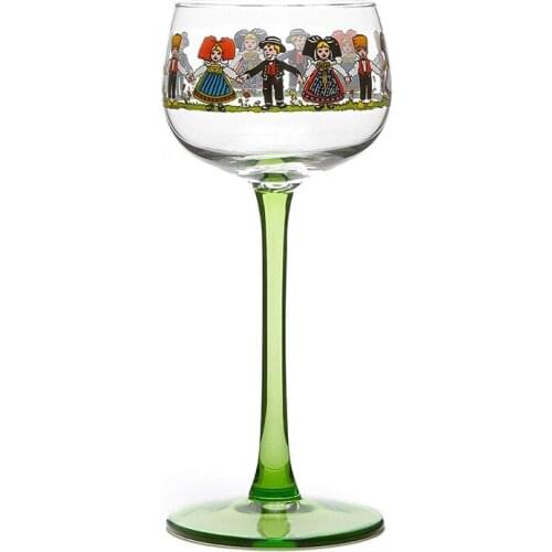 Kawaii Alsatian style small man glass wine glass Nordic Ins style sweet wine glass green pole small wine glass