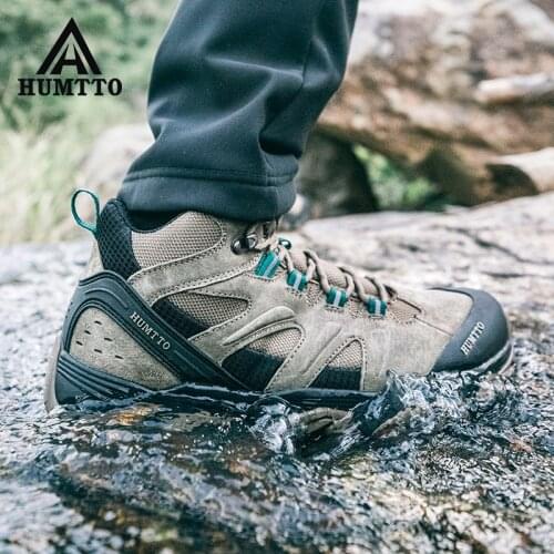 HUMTTO Waterproof Trekking Shoes Mens Genuine Leather Hiking Boots Professional Mountain Boots Sports Shoes Men Tactical Boots