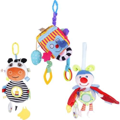 Infant Cloth Block Clutch Cube Rattle Toy Multifunctional Baby Educational Toys Musical Colorful Stroller Toy Plush Playing Doll