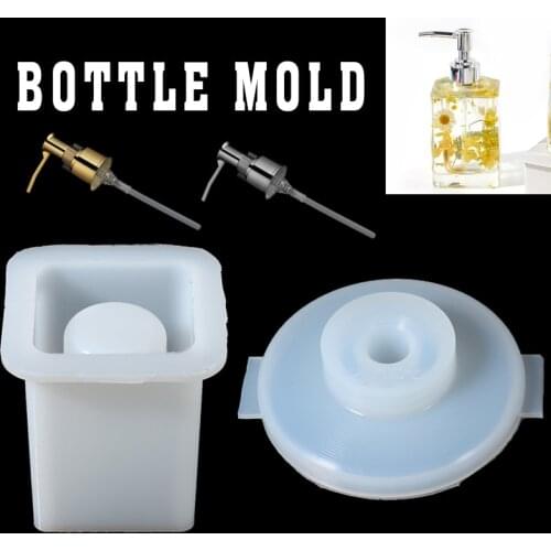 DIY Silicone Soap Bottle Mold Set Resin Epoxy Handmade Essential Oil Dispenser Casting Mould W/2PCS Pump Head DIY Craft Tool