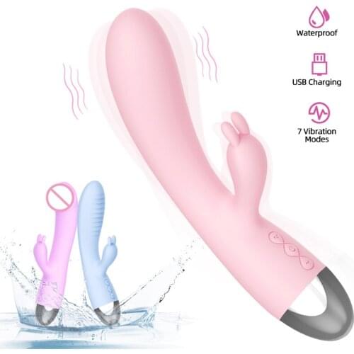 G Spot Rabbit Double Vibrator for Woman Dual Vibration Silicone Waterproof Female Vagina Clitoris Massager Sex Toys For Women