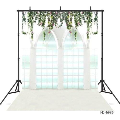 White Room Window Flower Vine Photo Backdrop Vinyl Cloth Backgrounds for Children Baby Portrait Photobooth Photography Props