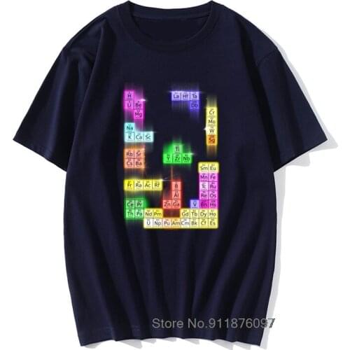 Classical Period T Shirt Men Tetris Game T-shirt Geomtric Tshirt Chemistry Periodic Table Tops Geek Tee Vintage Tops Tees Black