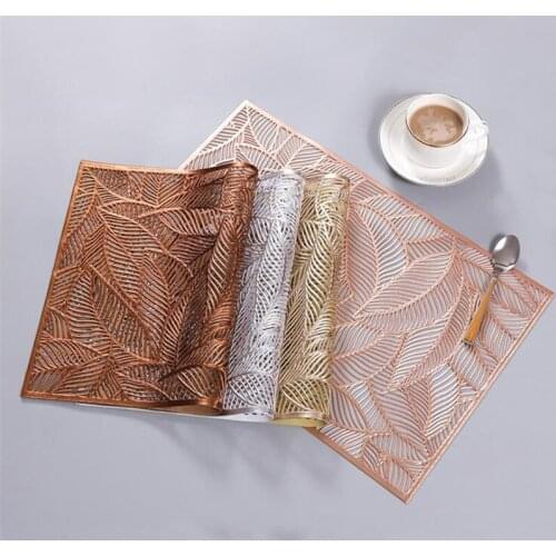 Hot Selling Kitchen Table Placemat Heat Resistant Pvc Table Mat Hollow Out Leaves Placemat Non-slip Dish Mat Drink Cup Pad