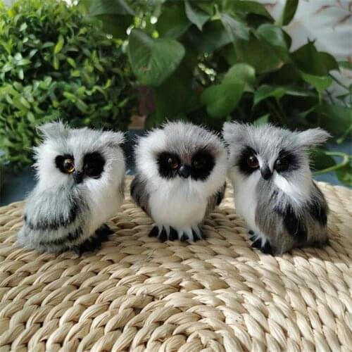 Lovely Owl White Black Furry Christmas Bird Ornament Decoration Adornment Simulation For Home Decor Gift Accessories 5*4.5*7cm