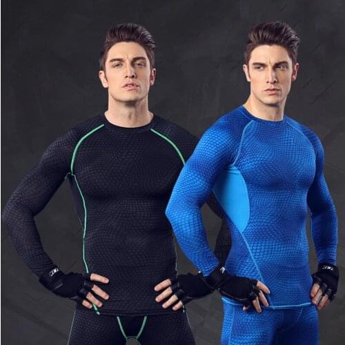Mens Compression Tights T Shirt Running Bicycle Fitness tees Long Sleeve Outdoor Moisture Wicking Quick-drying